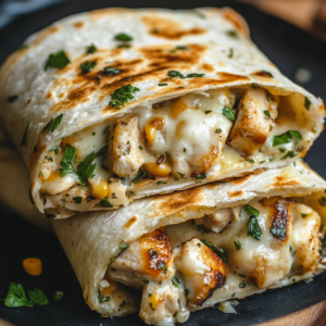 Cheesy Garlic Chicken Wraps Recipe